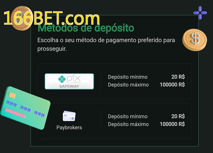 O cassino 166BET.combet oferece uma grande variedade de métodos de pagamento